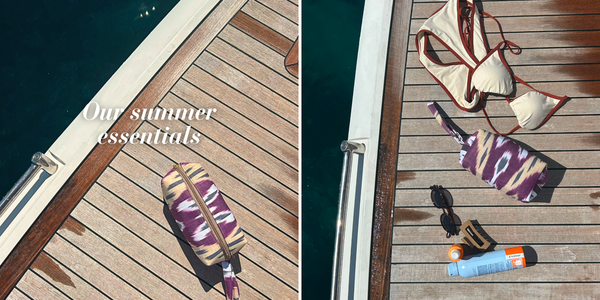 I nostri summer essentials: beauty case in Ikat di cotone
