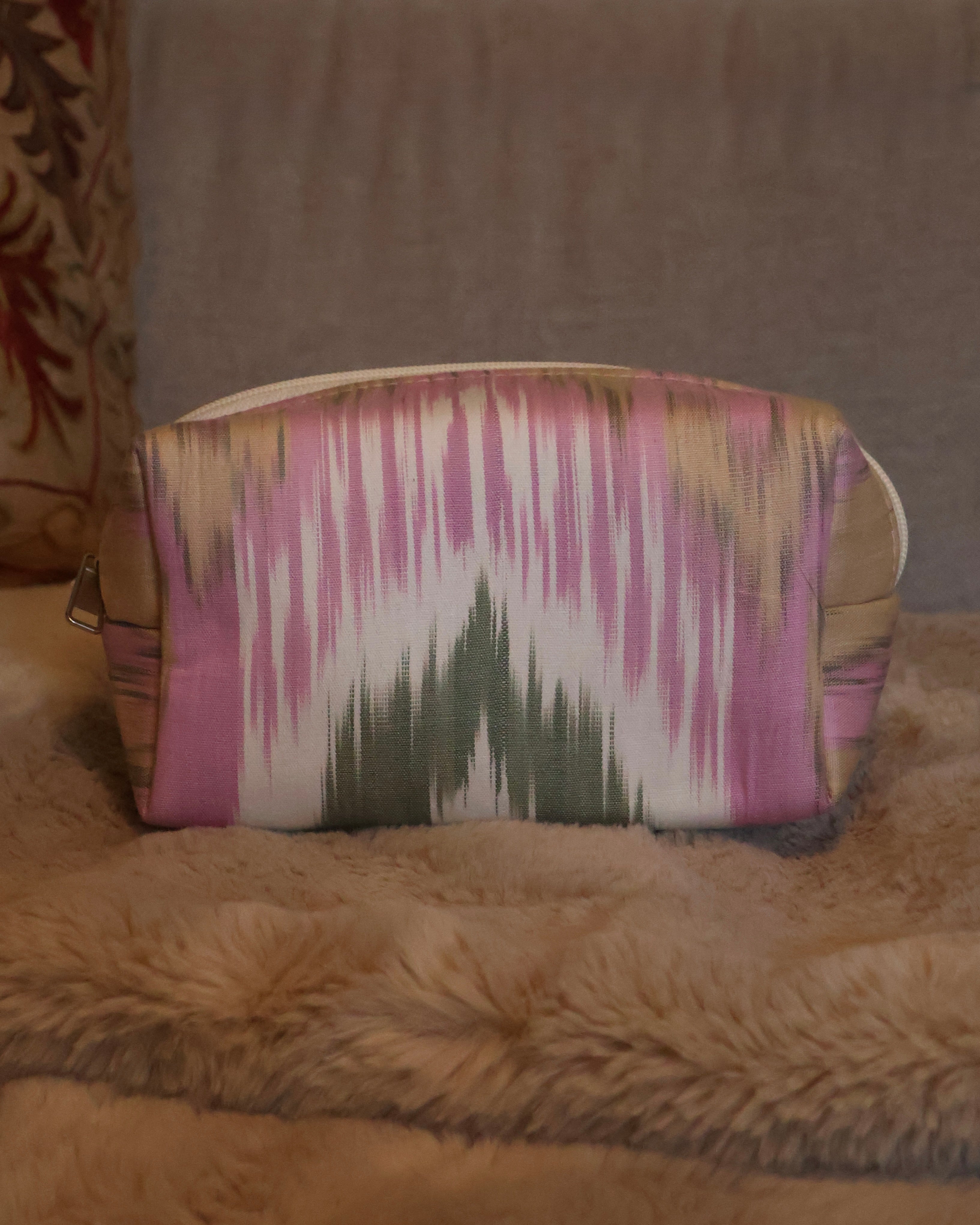 beauty case in cotone ikat artigianale