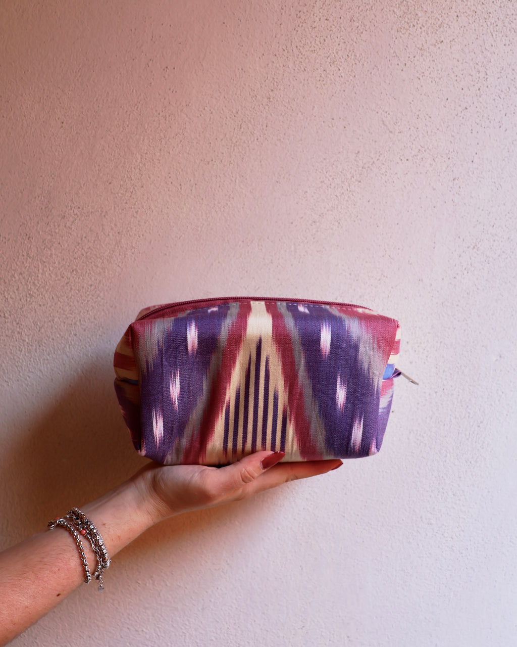 Beauty Case in Cotone Ikat Lilla