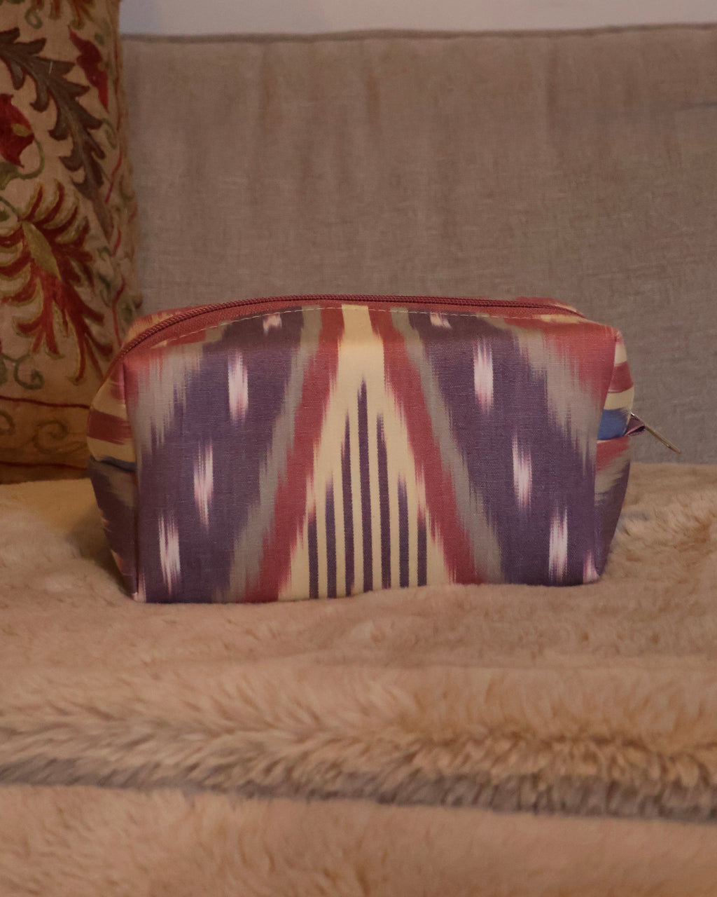 Beauty Case in Cotone Ikat Lilla