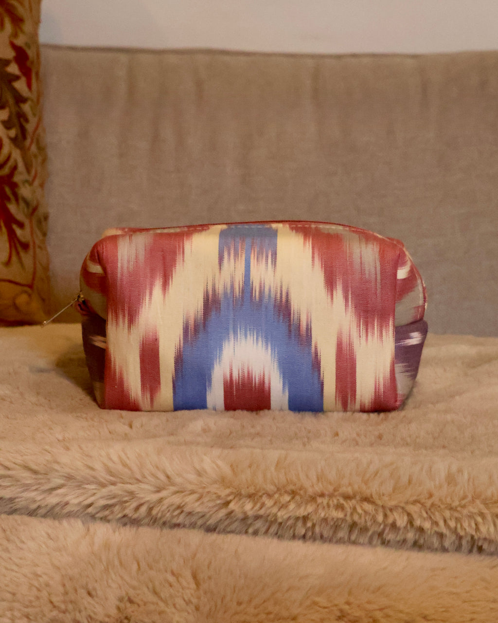 beauty case in cotone ikat artigianale