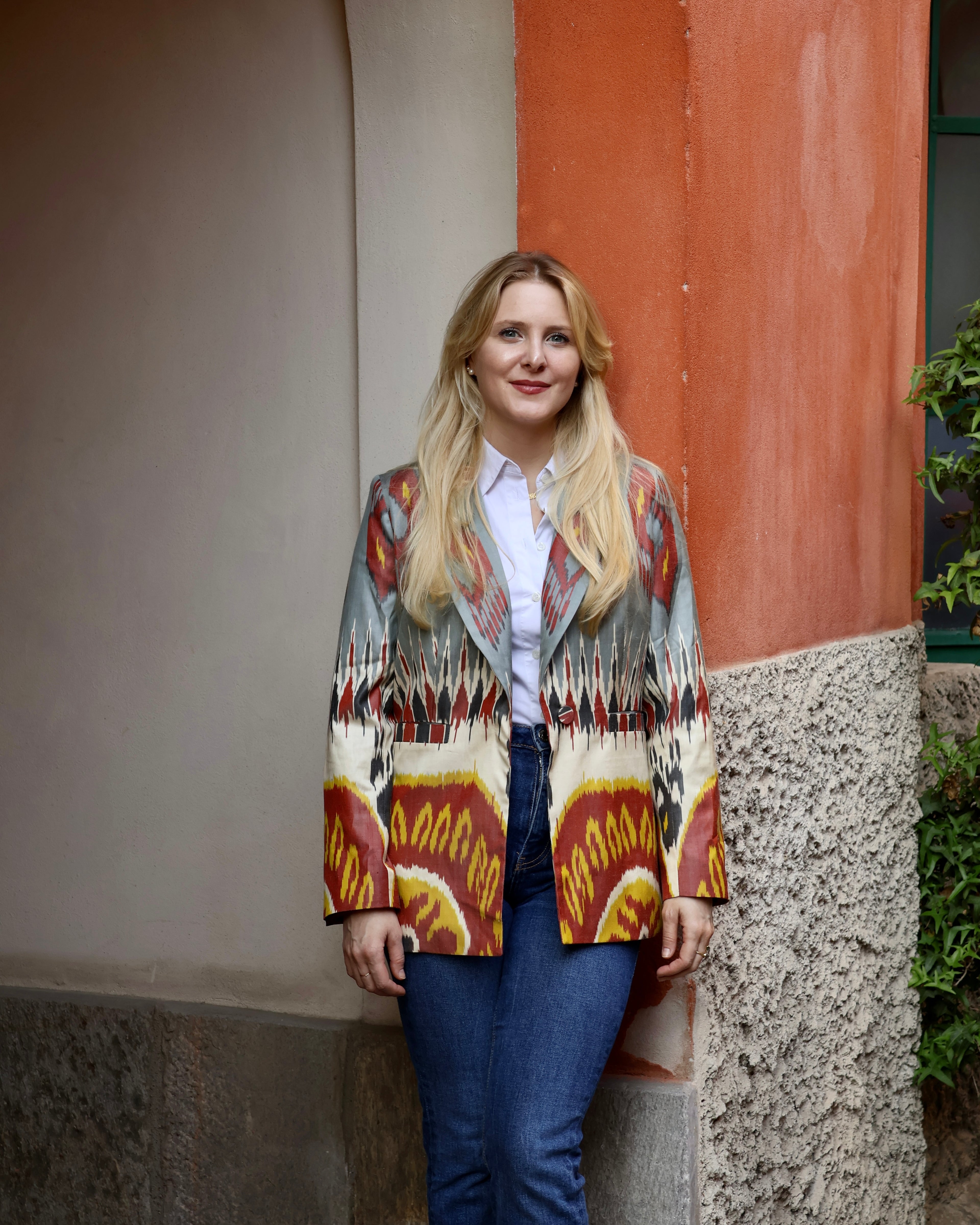 blazer donna Samarcanda in ikat di seta colorato
