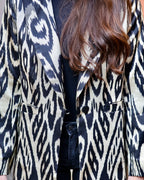 blazer Khiva artigianale in seta ikat bicolor
