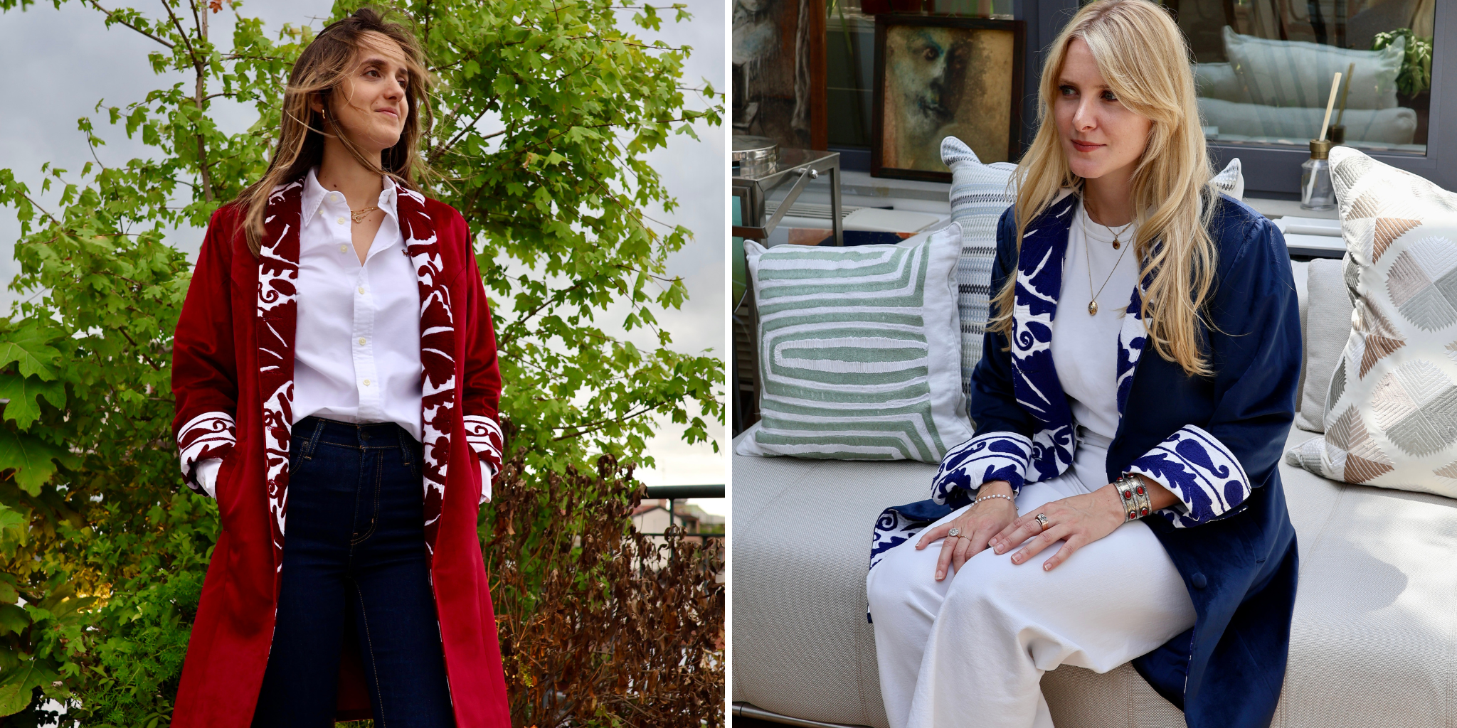 cappotto Jaipur anirav brand velluto di seta ricamo suzani fatto a mano