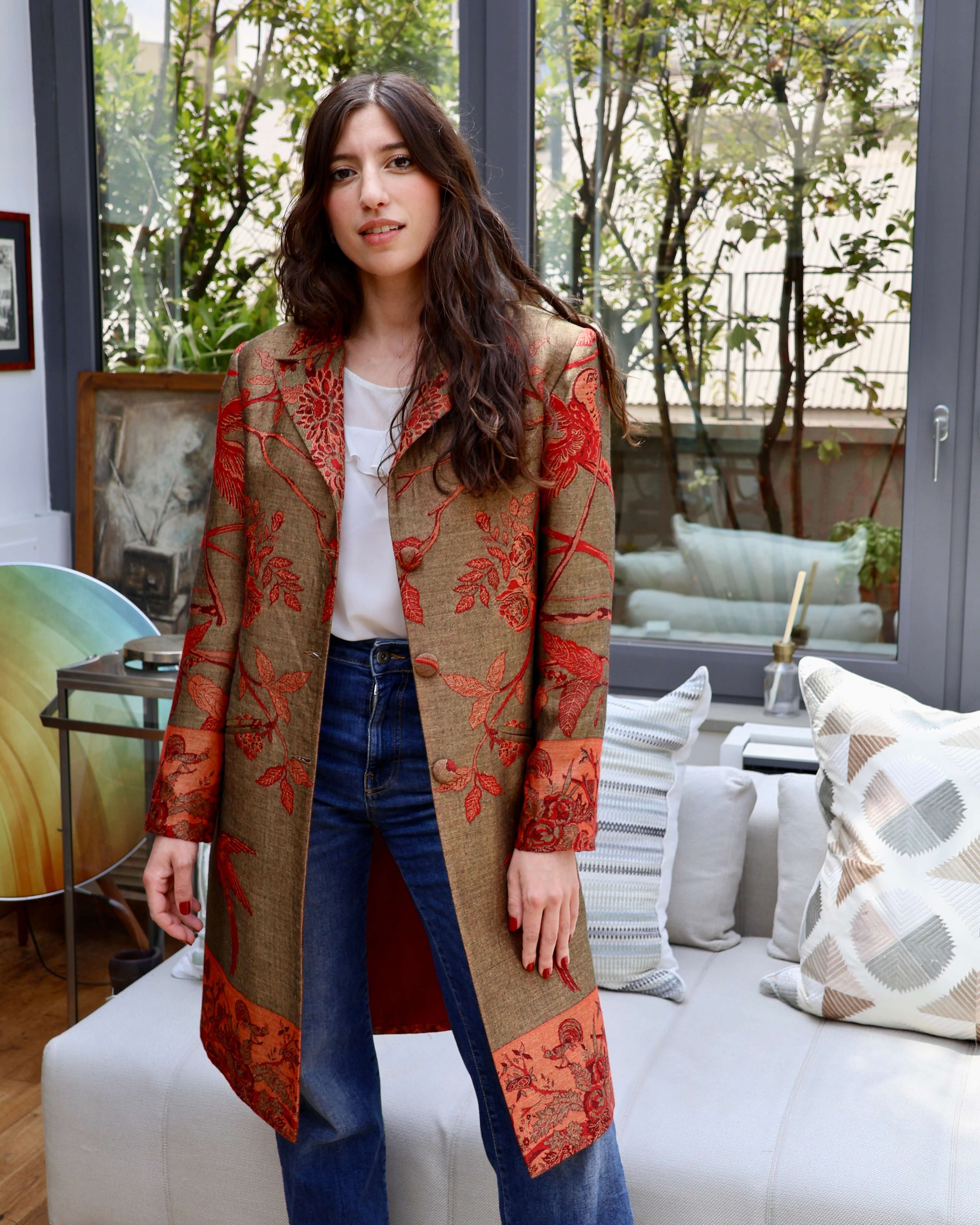 cappotto delhi verde fatto a mano anirav brand cashmere e seta collezione india