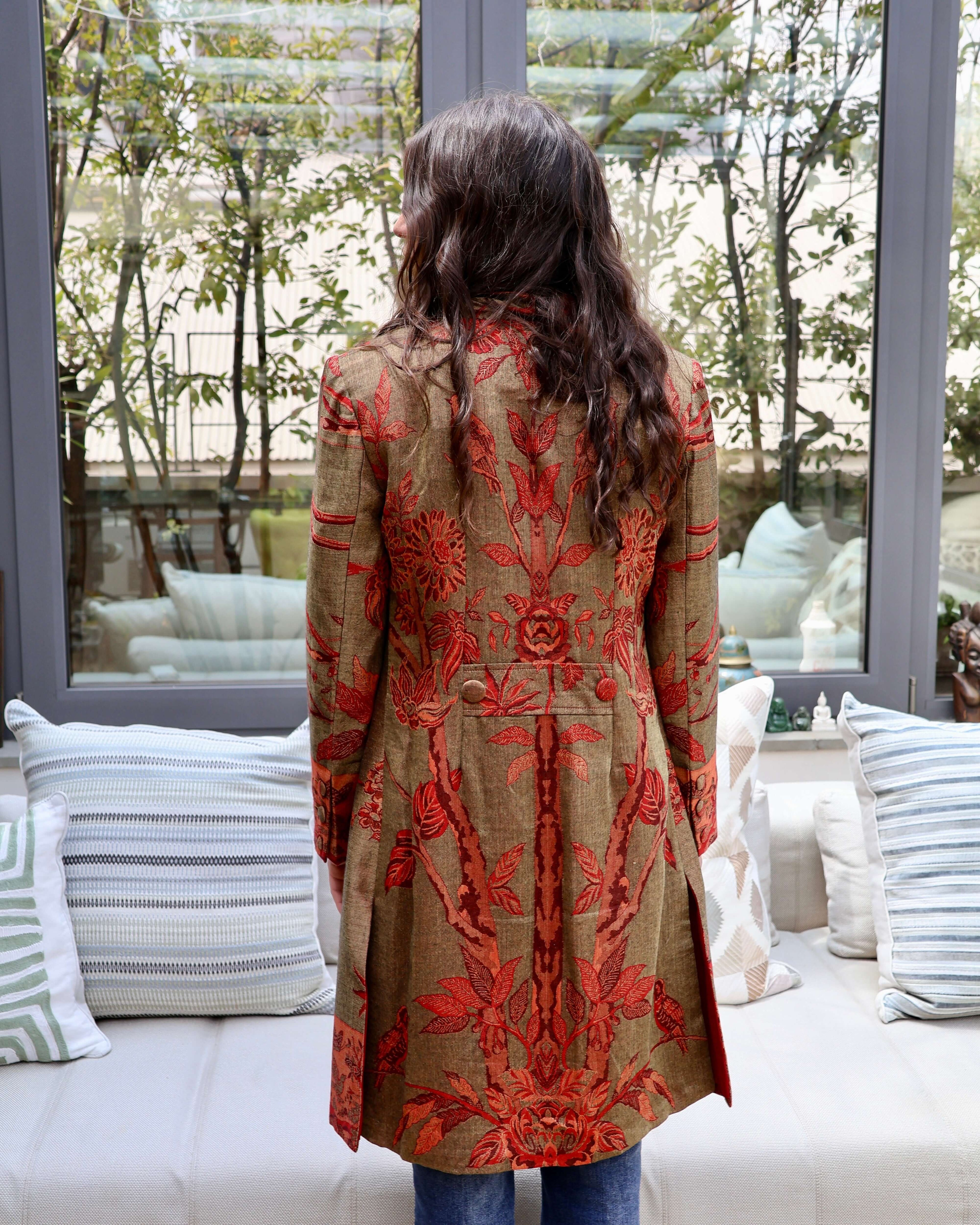 cappotto delhi verde fatto a mano anirav brand cashmere e seta collezione india
