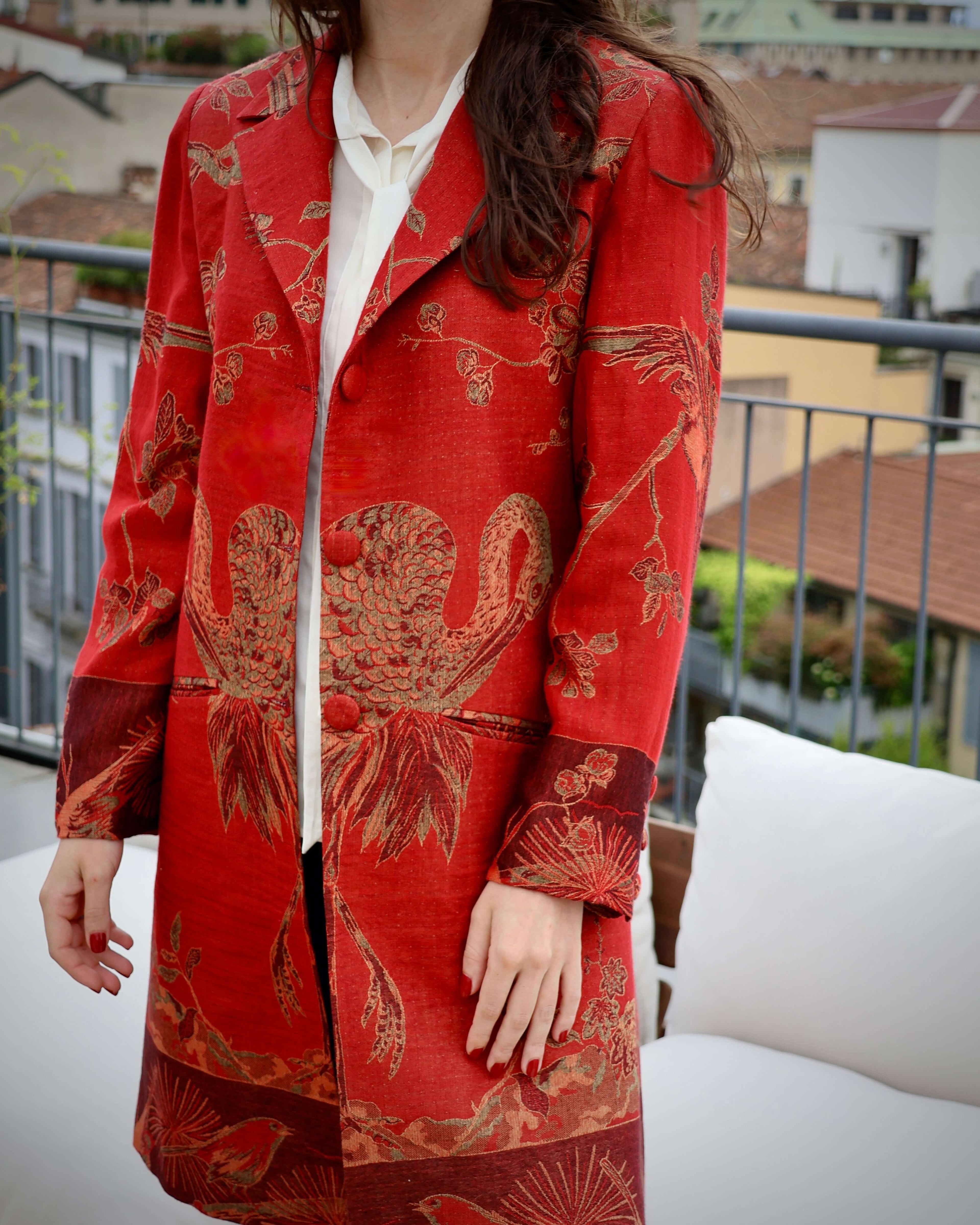 cappotto delhi rosso cashmere collezione india anirav brand 