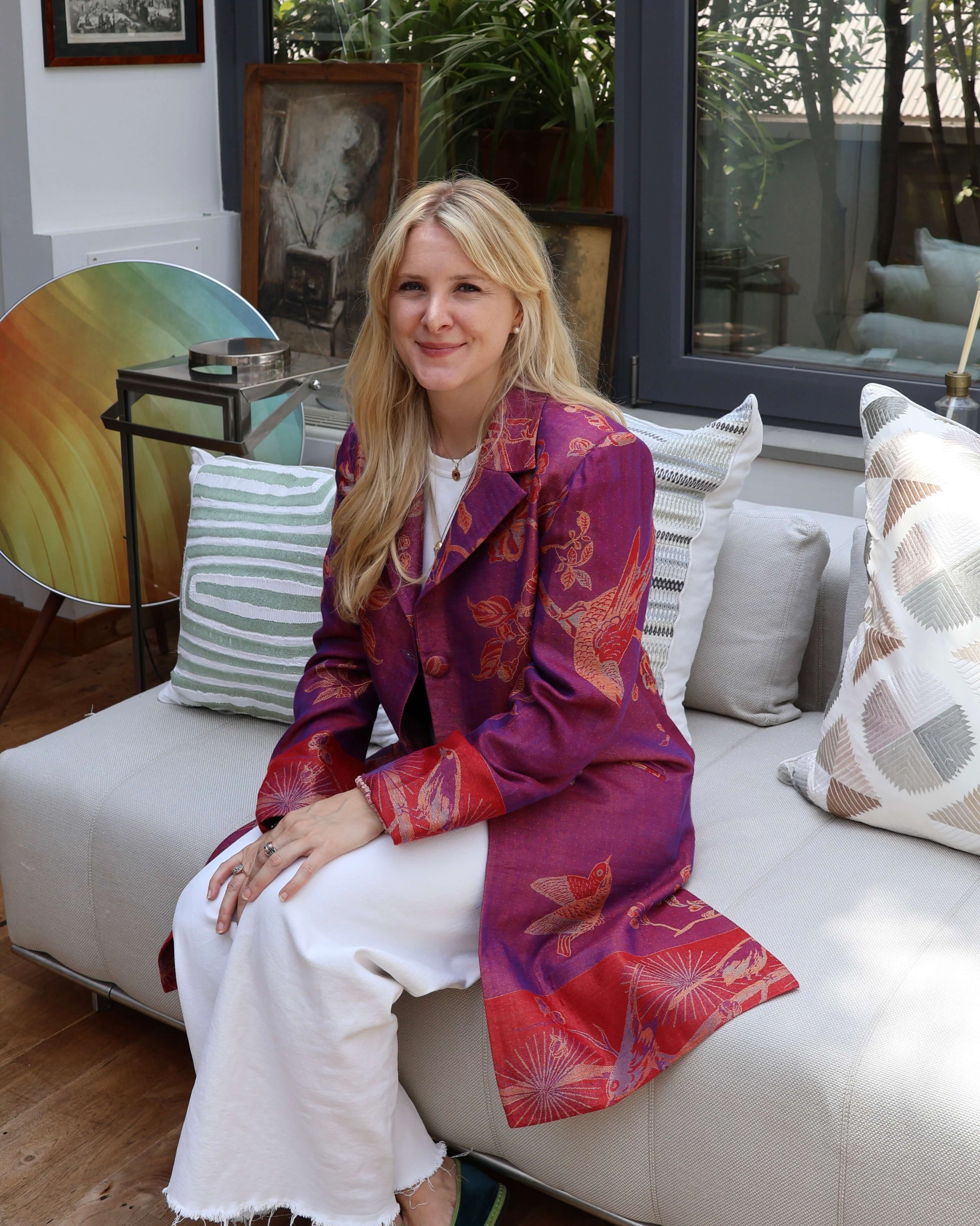 cappotto delhi viola Anirav brand artigianale cashmere e seta 