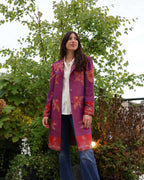cappotto delhi viola Anirav brand artigianale cashmere e seta 