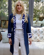 cappotto Jaipur ricamo suzani blu fatto a mano india anirav brand