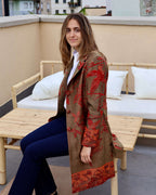 cappotto delhi verde oliva fatto a mano anirav brand cashmere e seta collezione india
