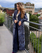 cappotto delhi blu lungo cashmere seta fatto a mano anirav brand 