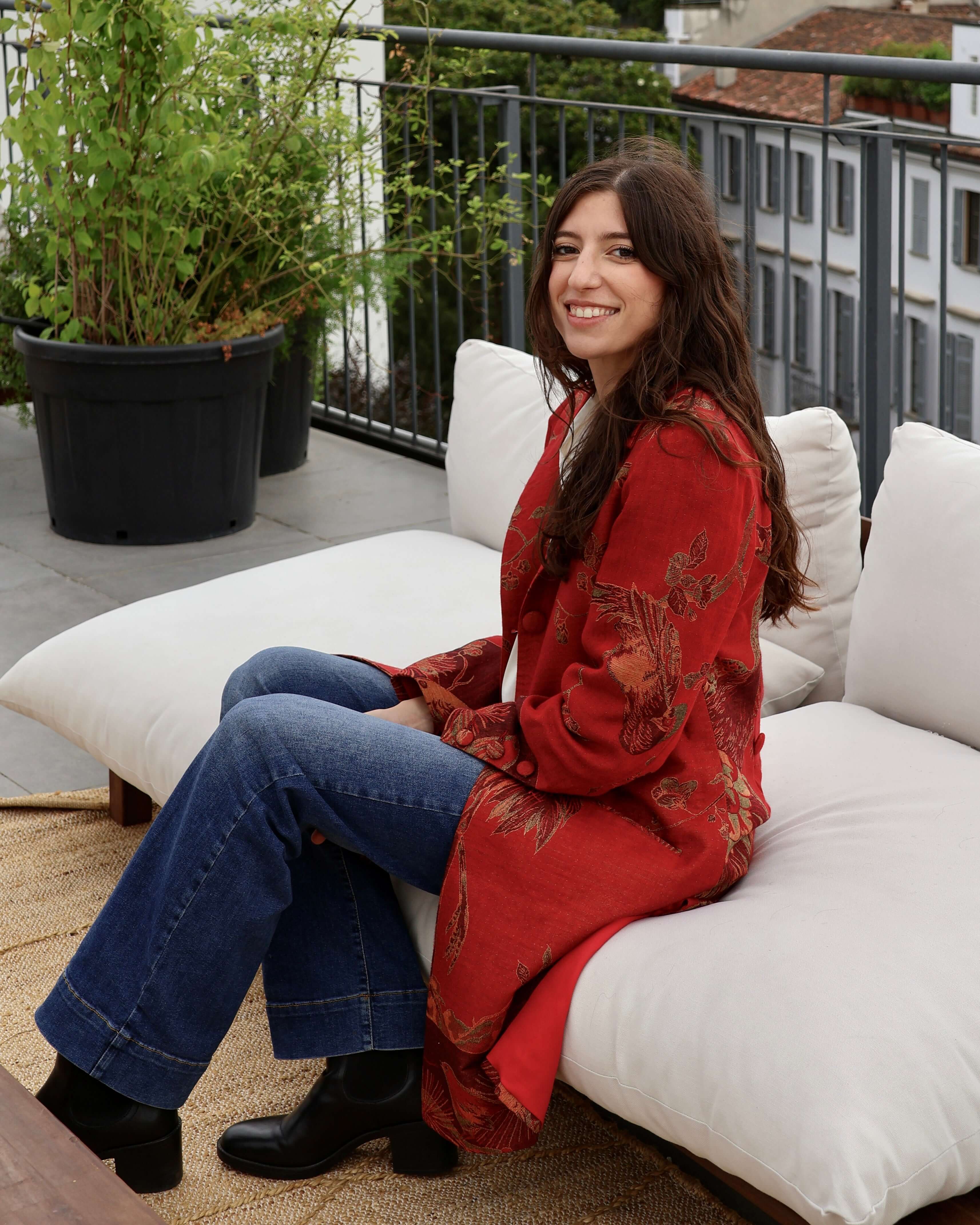 cappotto delhi rosso cashmere collezione india anirav brand 