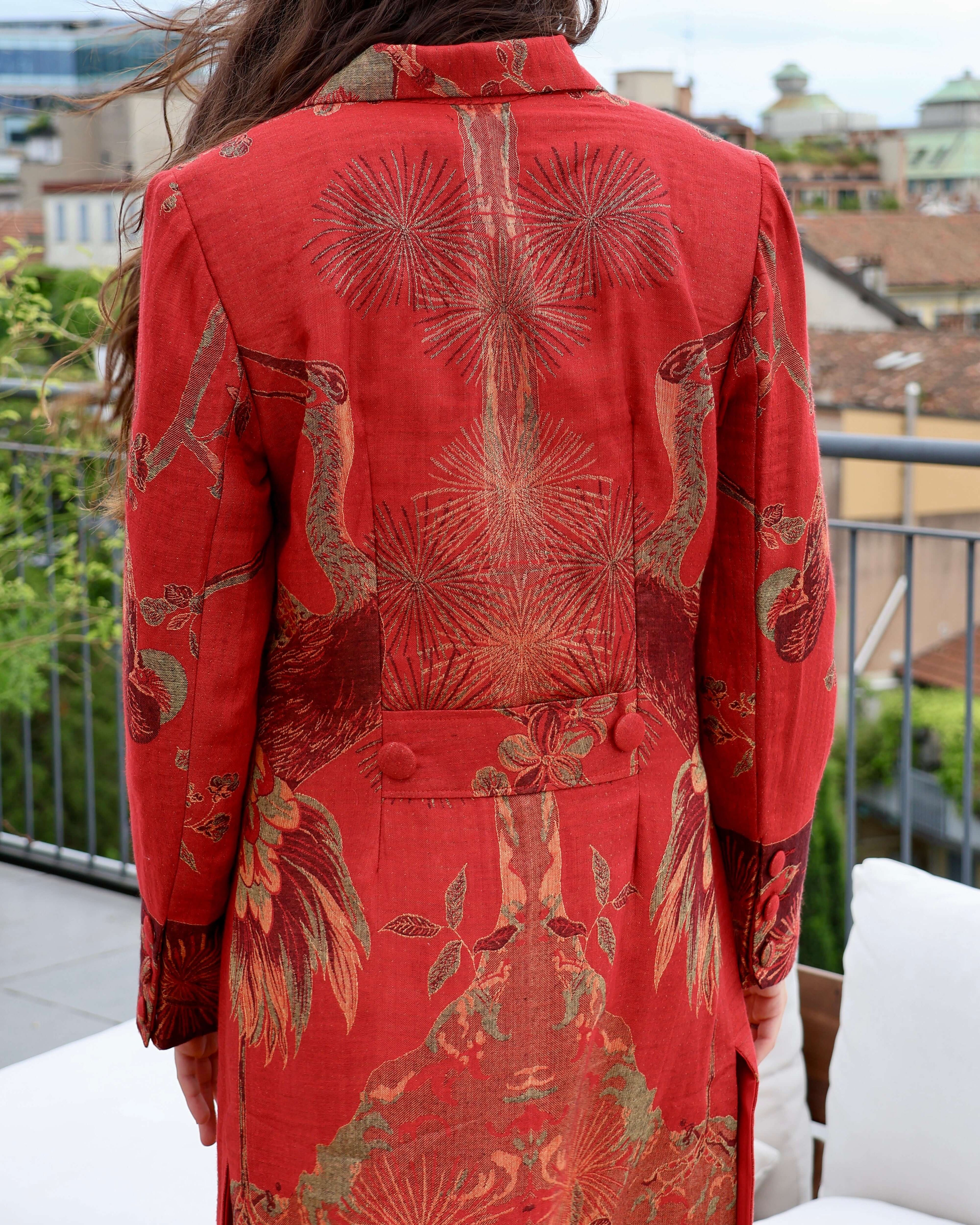 cappotto delhi rosso cashmere collezione india anirav brand 