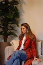 cappotto delhi rosso cashmere seta anirav brand fatto a mano