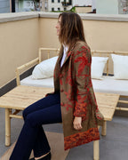 cappotto delhi verde oliva fatto a mano anirav brand cashmere e seta collezione india
