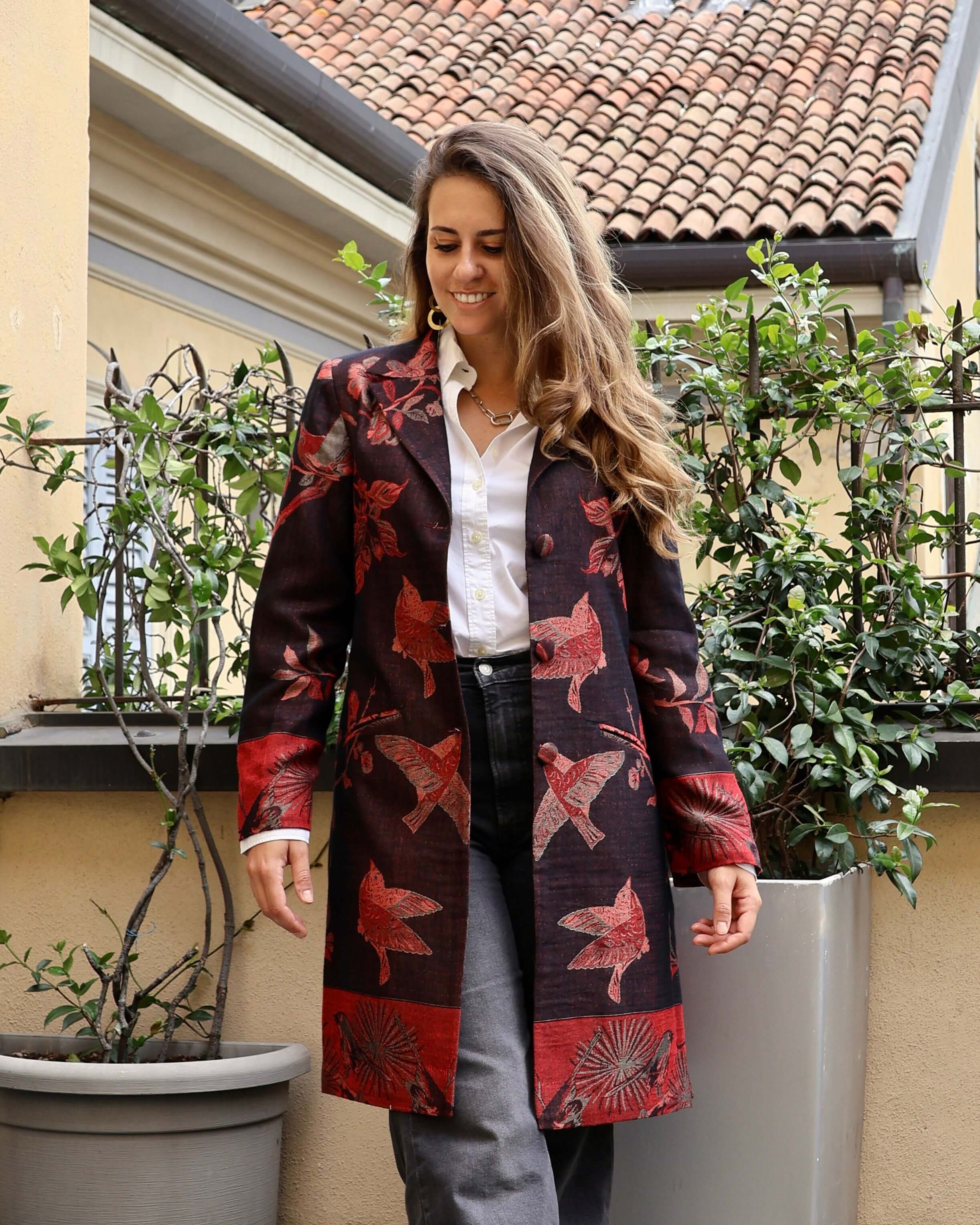 cappotto artigianale cashmere e seta nero anirav brand milano fatto a mano
