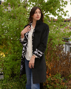 cappotto Jaipur nero velluto di seta ricamo suzani 