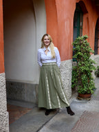 Wadi Rum long skirt in linen and hand-embroidered
