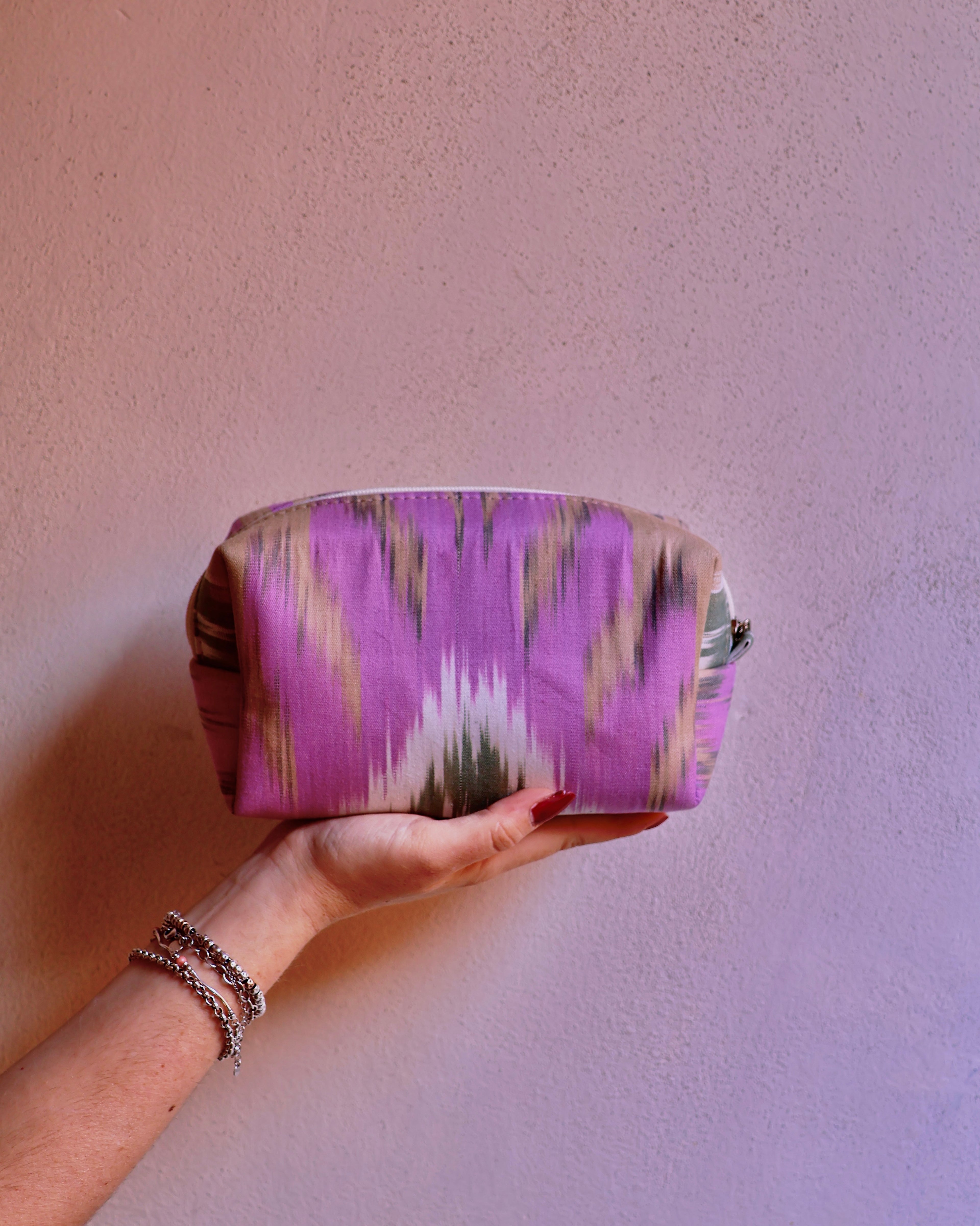 trousse trucco cotone ikat pattern geometrico