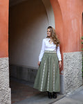 Wadi Rum long skirt in linen and hand-embroidered
